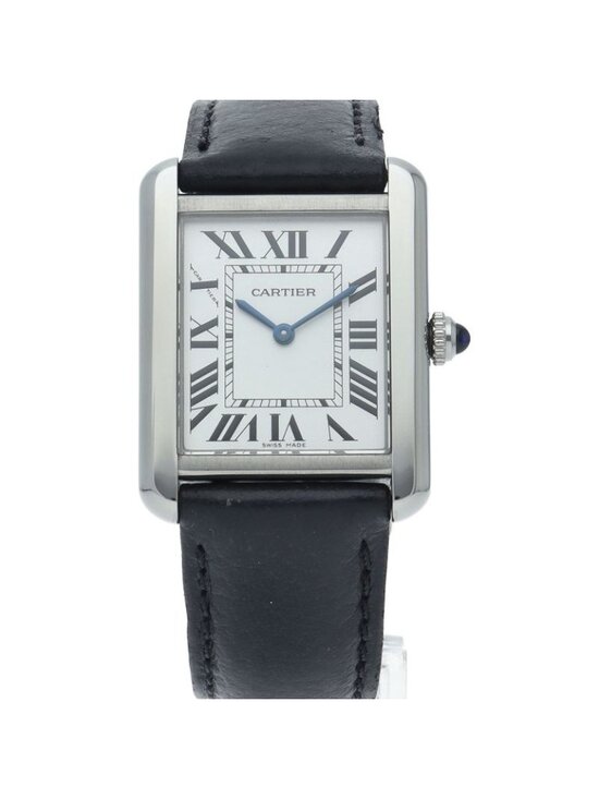 Cartier Tank Solo SM Watch SS Leather White Polished